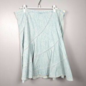 Chaps Womens 14 Denim A-Line Flared Skirt Vintage Y2K‎ Light Blue Cotton Casual